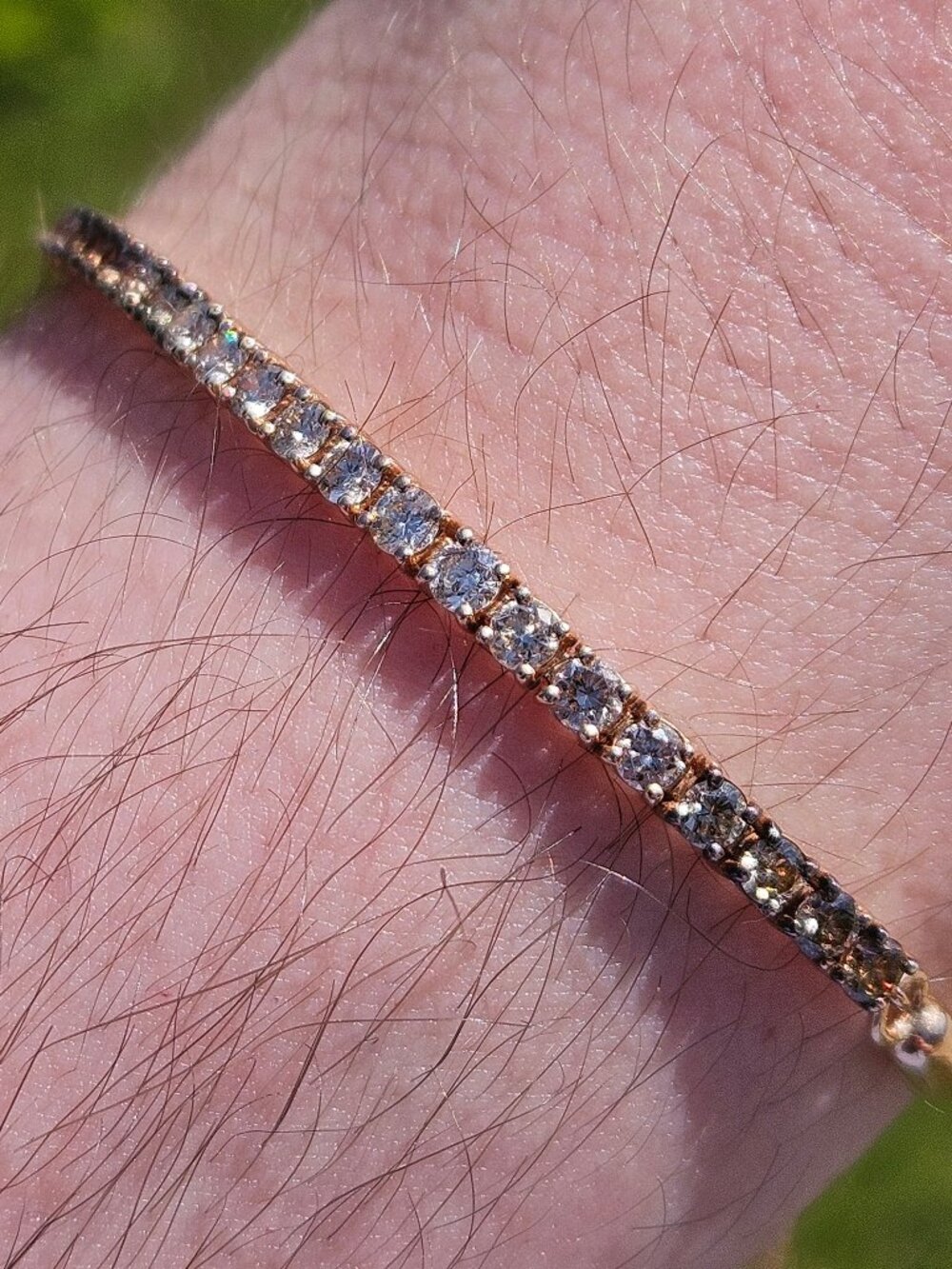 LeVian 14K Rose Gold Hombre Chocolate Champagne Diamond Lariat Tennis Bracelet